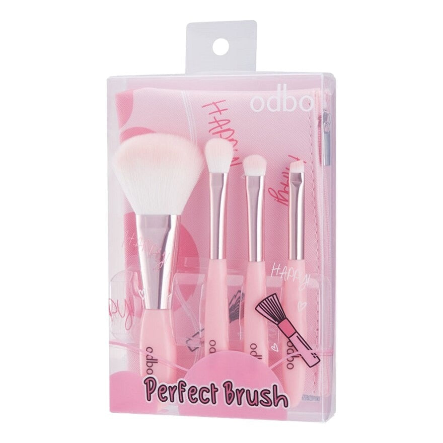 ODBO Perfect Brush Set 4pcs (Free Brush Bag 1pc) 02 Pink