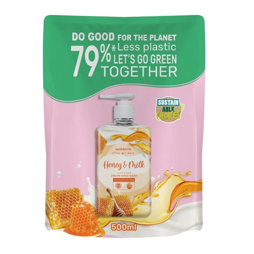 Watsons Love My Skin Honey Milk Scented Cream Hand Wash(Refill) 500ml
