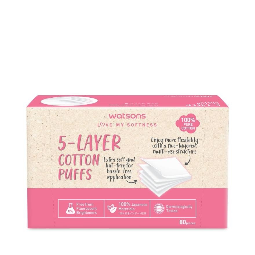 Watsons 5-Layer Cotton Puffs 80pcs