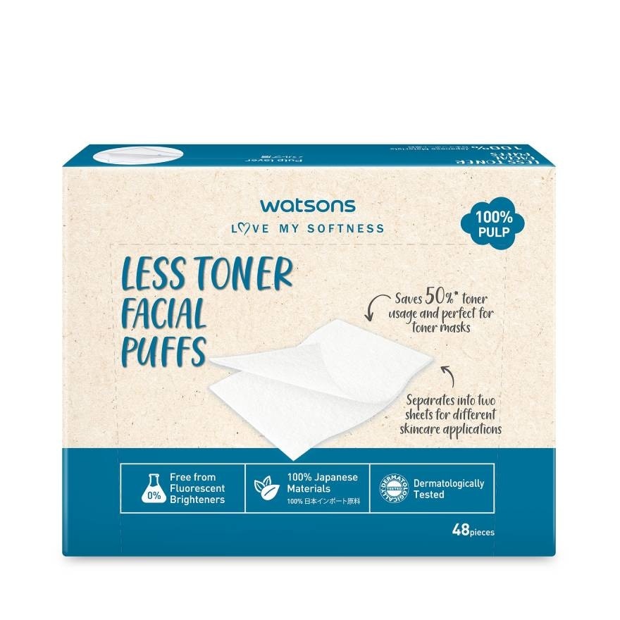Watsons Less Toner Facial Puffs 48 Sheets