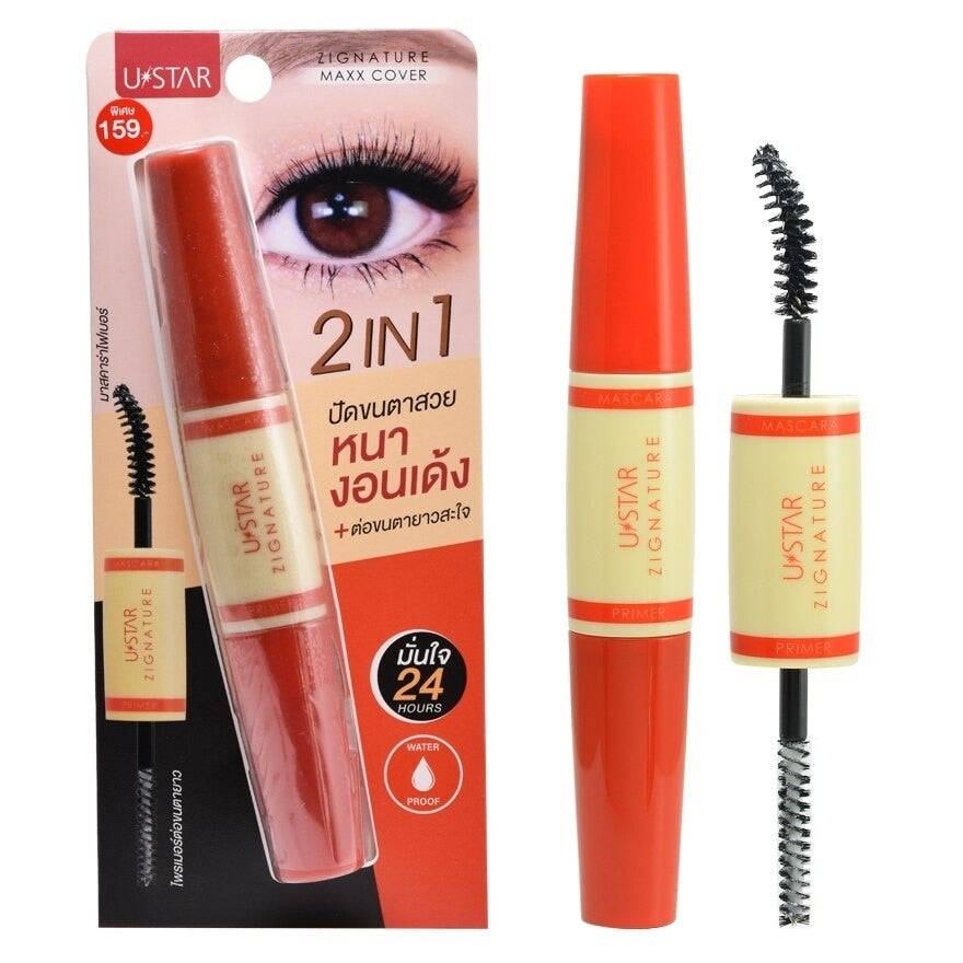 U-Star Zignature Maxx Cover 2 in 1 Primer Mascara Fiber Black 14g #1 Primer Mascara Fiber Black