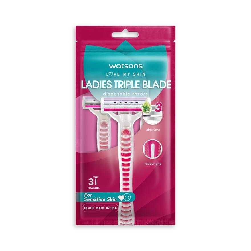 Watsons Ladies Triple Blade Disposable Razors 3pcs