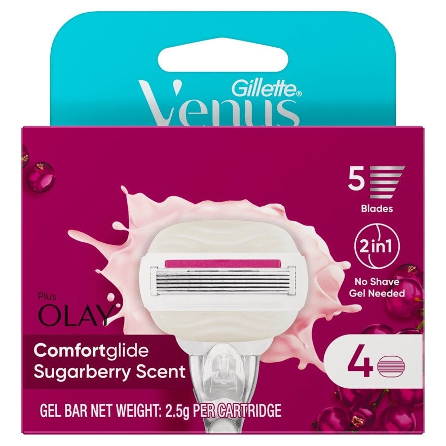 GILLETTE Venus Comfort Glide Sugar Berry Scent Blades 4pcs