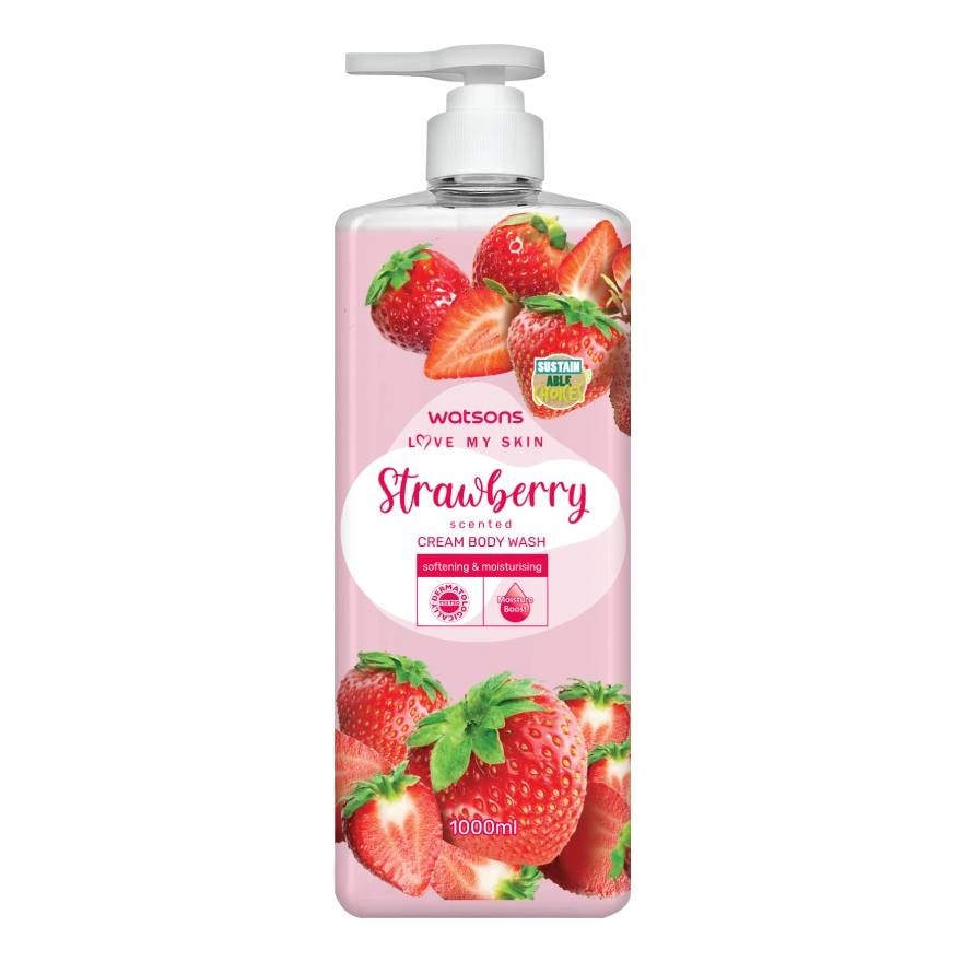 Watsons Love My Skin Strawberry Scented Cream Body Wash 1000ml