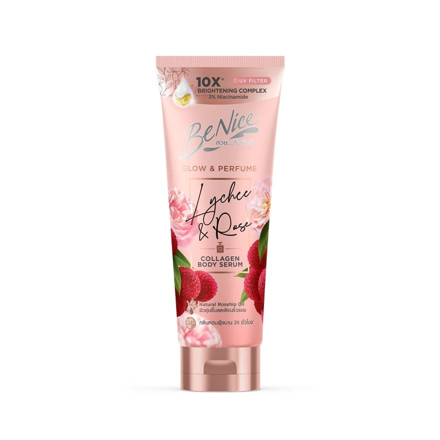 BeNice Body Serum Glow Perfume Lychee Rose Collagen 170ml