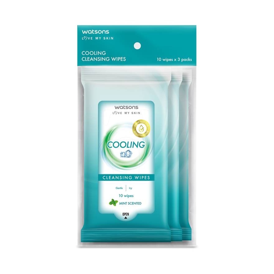 Watsons Cooling Cleansing Wipes 10 Sheets x 3 Packs