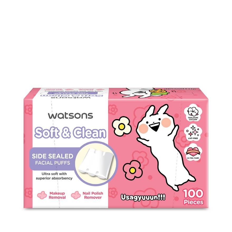 Watsons Side Sealed Facial Puffs 100pcs (Usagyuun)