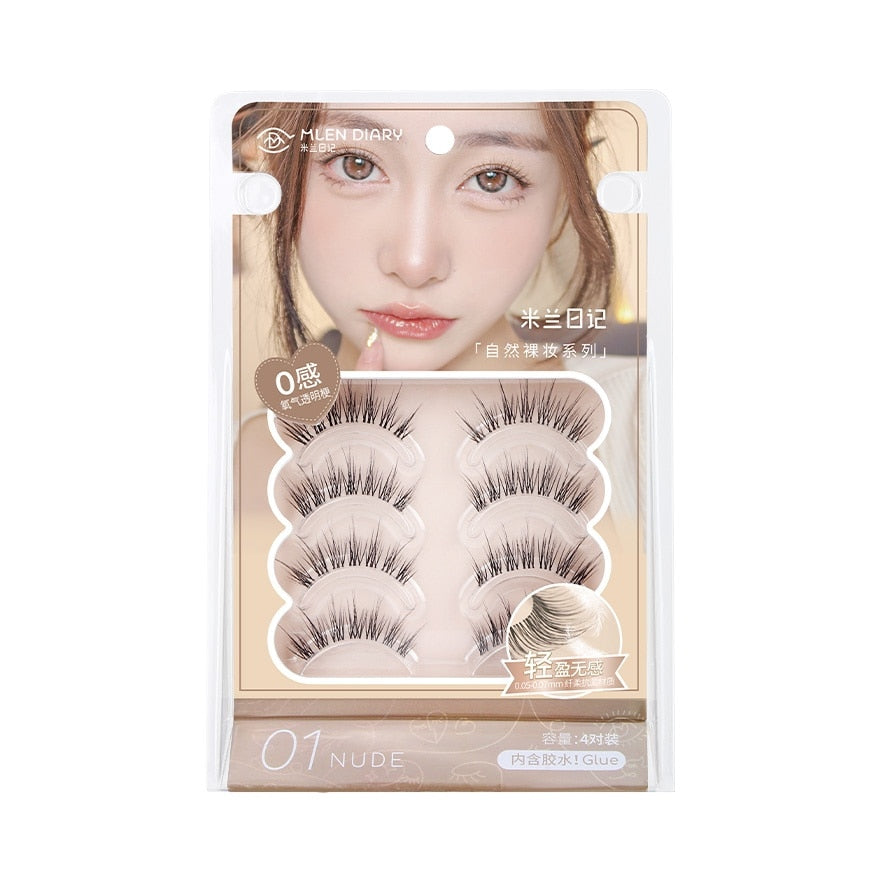 MLEN DIARY Strips Lashes Naked Makeup Series 4 pairs #01 Nude