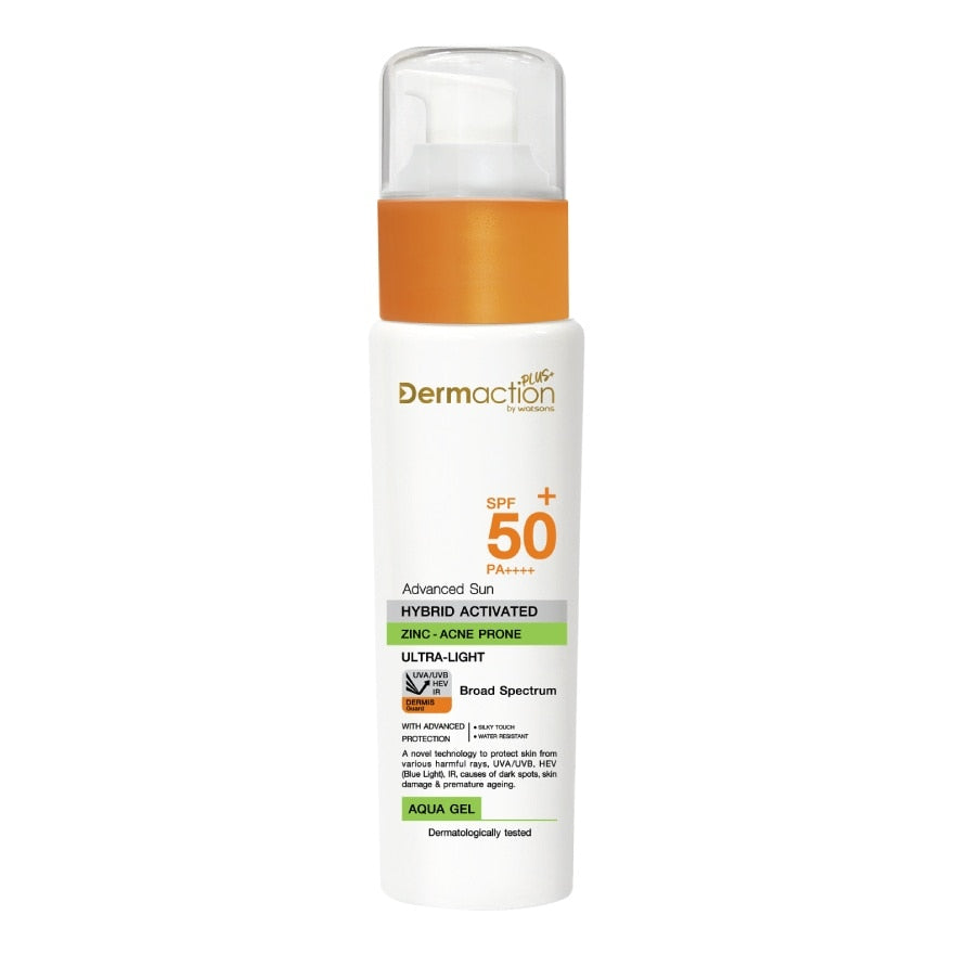 Dermaction Plus by Watsons Advanced Sun Hybrid Activated Zinc - Acne Prone Aqua Gel S