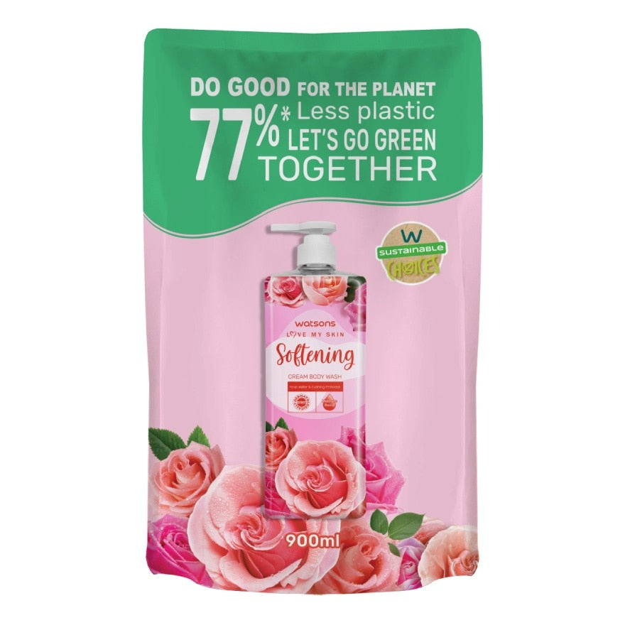 Watsons Love My Skin Softening Cream Body Wash (Refill) 900ml