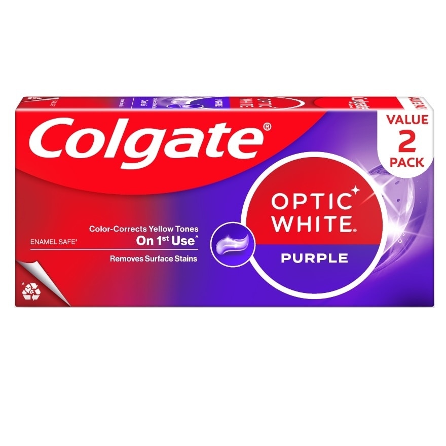 COLGATE Toothpaste Optic White Purple Twin Pack 100g