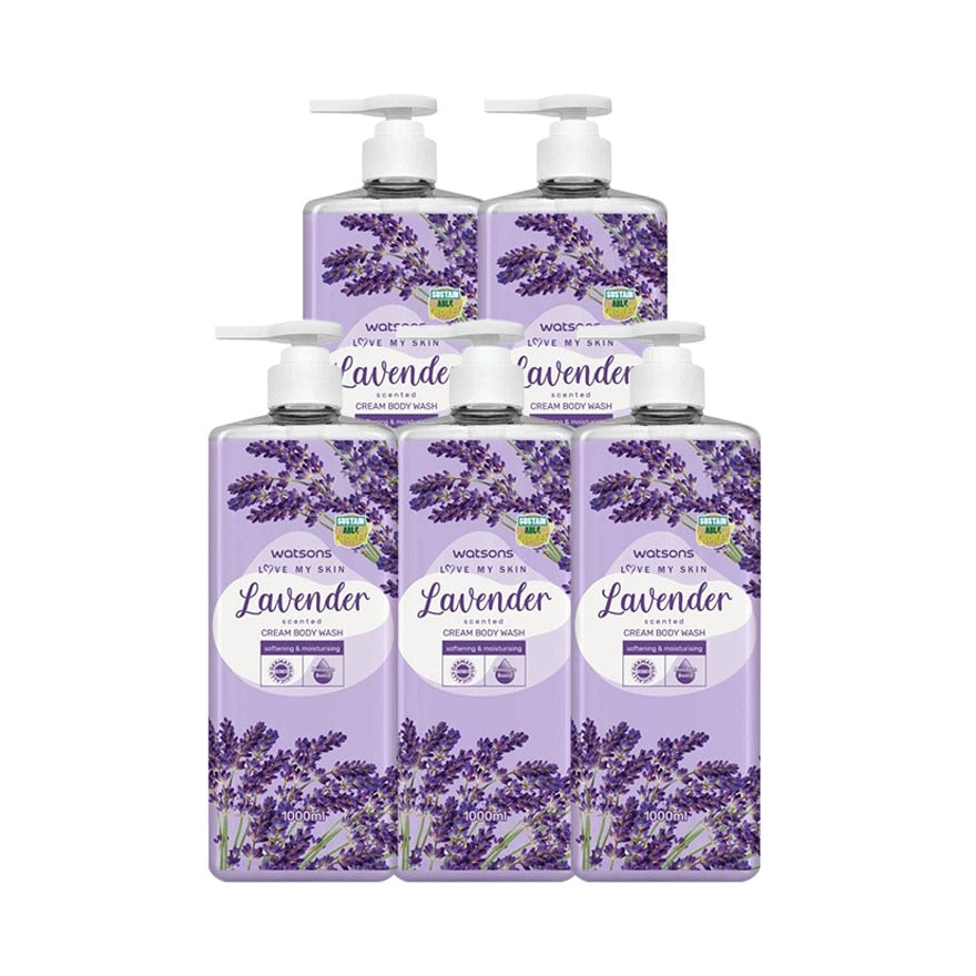 Watsons Love My Skin Lavender Scented Cream Body Wash x5 1000ml