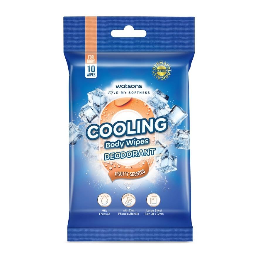 Watsons Cooling Body Wipes Deodorant Fruity Scented 10pcs