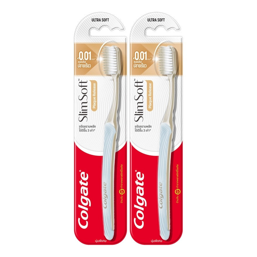 COLGATE Toothbrush Slim Soft Plaque Release 1pc Twin Pack