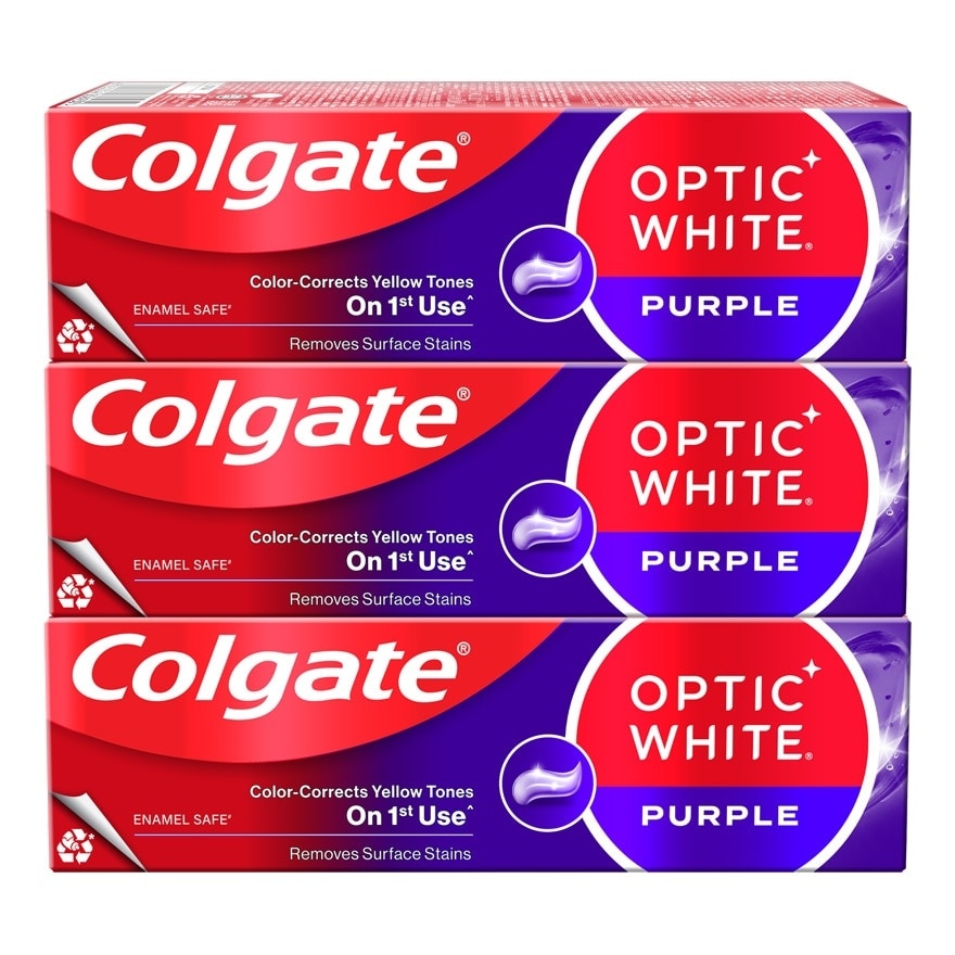 COLGATE Toothpaste Optic White Purple Pack 3pcs 100g