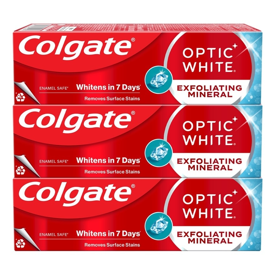 COLGATE Toothpaste Optic White Exfoliating Mineral Pack 3pcs 100g