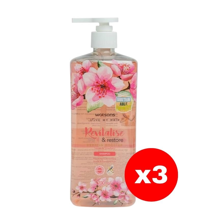 Watsons Sakura Strawberry Shampoo x3 700ml