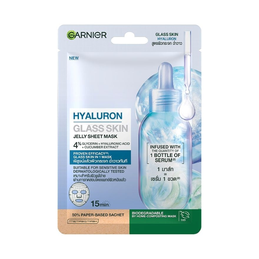 Garnier Mask Hyaluron Glass Skin Jelly Sheet 1pc