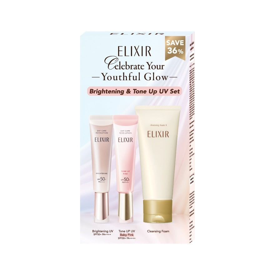 Elixir Set Day Care Revolution Brightening+tone Up Pink+cleansing Foam 35g