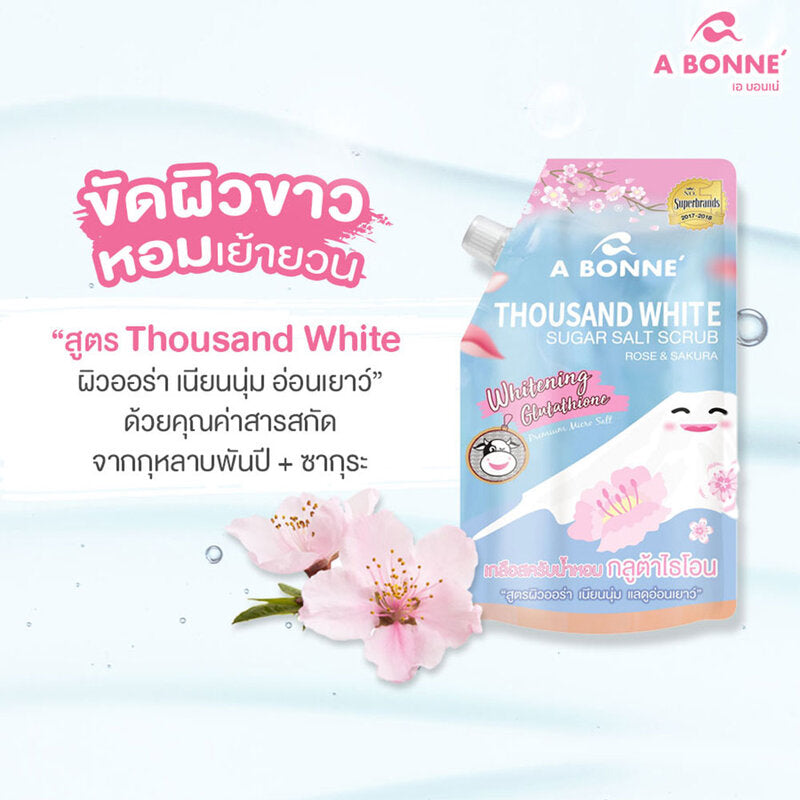A Bonne Thousand White Silky Sugar Salt Scrub Rose & Sakura 350g