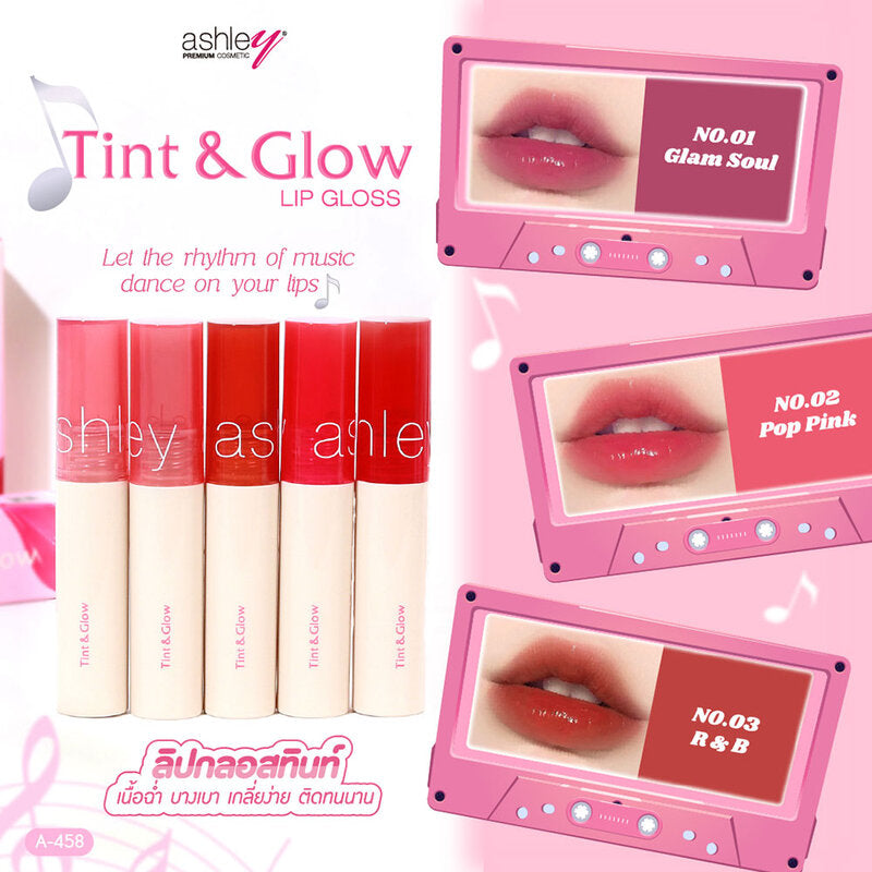 Ashley Tint & Glow Lip Gloss 2g #02 Pop Pink