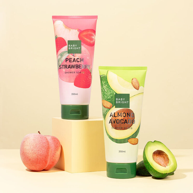 Baby Bright Shower Scrub - Peach & Strawberry Extracts - Beauty Buddy