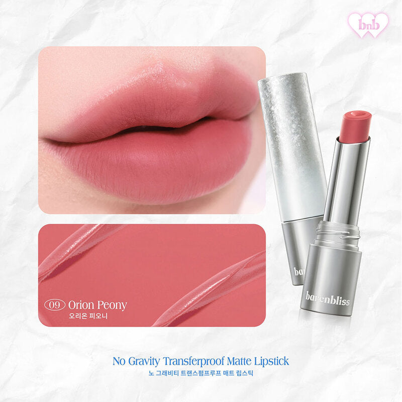 Barenbliss No Gravity Transferproof Matte Lipstick 3g #09 Orion Peony