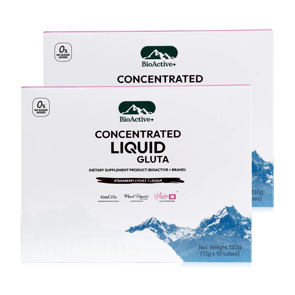 Bioactive+ Concentrated Liquid Gluta Strawberry Lychee Flavour 10 Tubes x 2 Boxes
