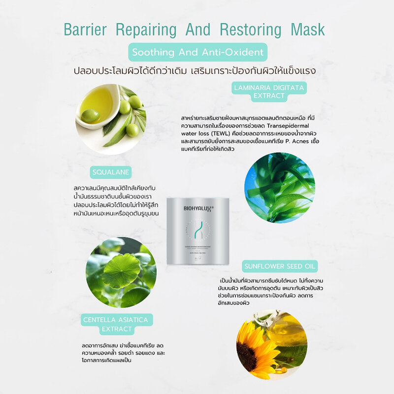 Biohyalux Barrier Repairing & Restoring Mask Facial mask sheet 25g x 5 Sheets