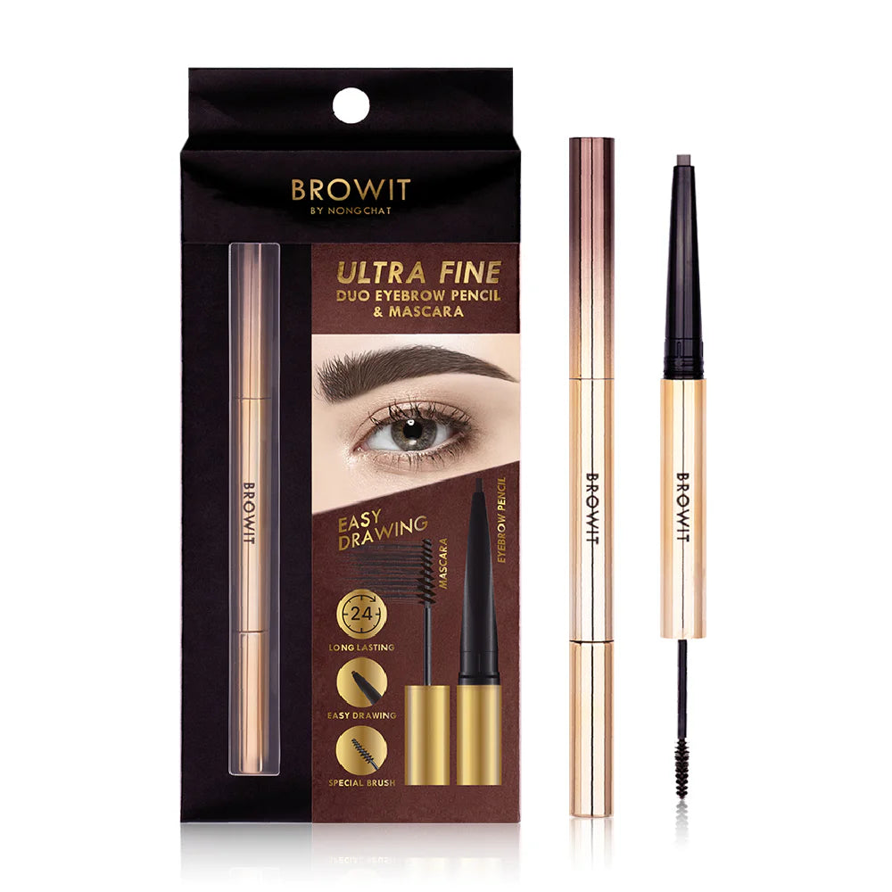 Browit Eyebrow Pencil & Mascara - Chocolate Brown 2-in-1 Formula - Beauty Buddy