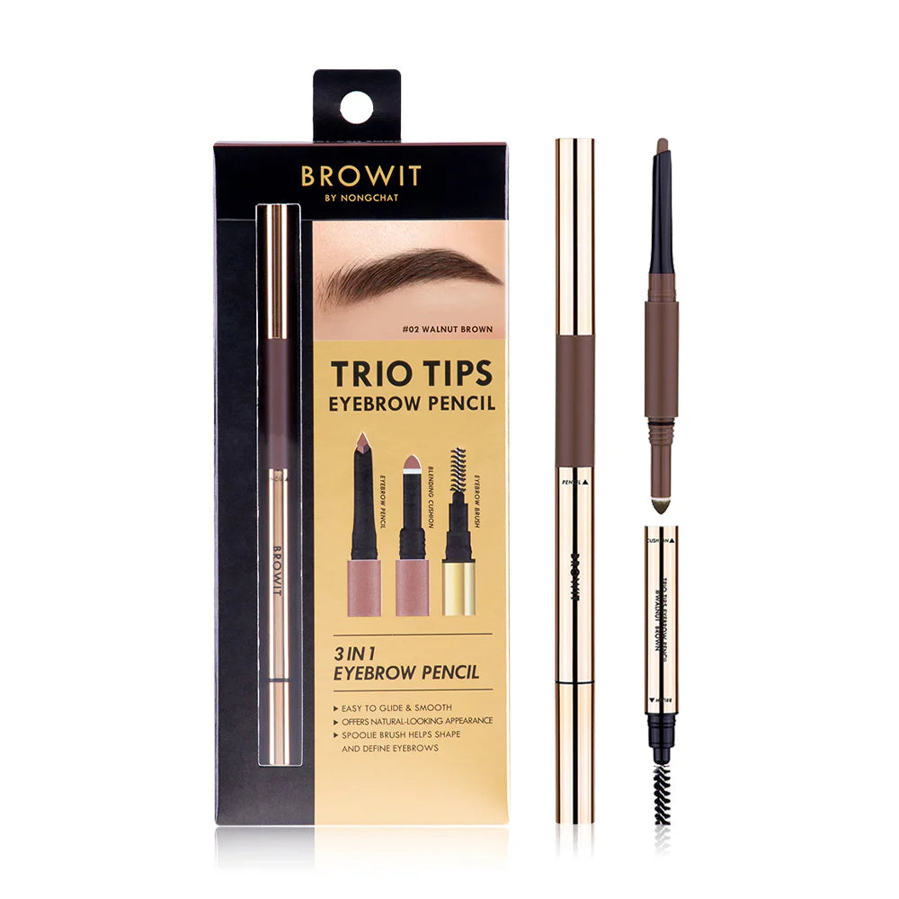Browit Eyebrow Pencil - Trio Tips #02 Walnut Brown - Beauty Buddy