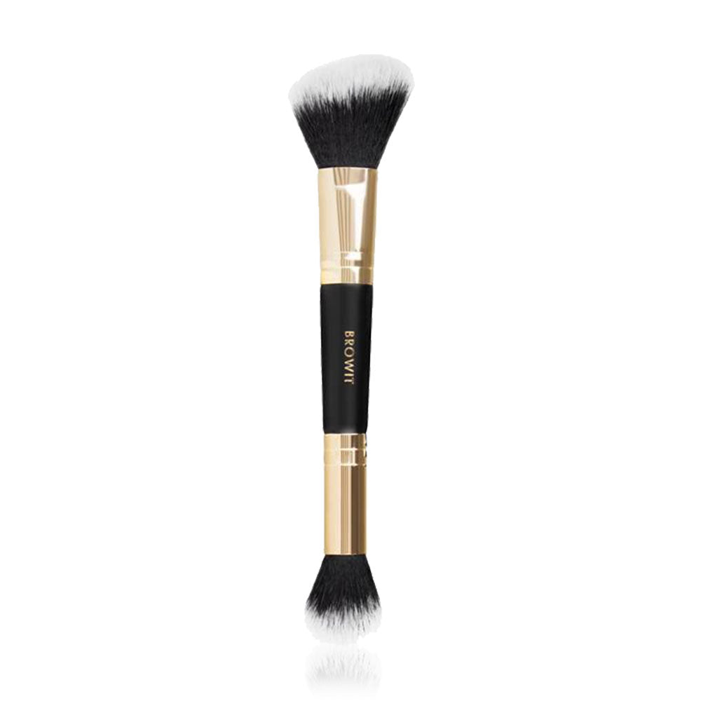 Browit Duo Highlight and Contour Brush - Soft Bristles for Easy Application - Beauty Buddy