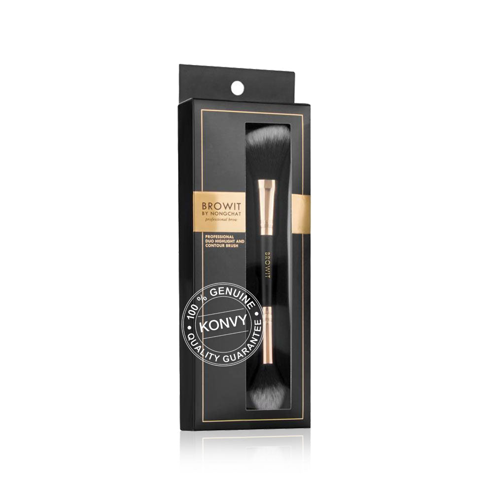 Browit Duo Highlight and Contour Brush - Soft Bristles for Easy Application - Beauty Buddy