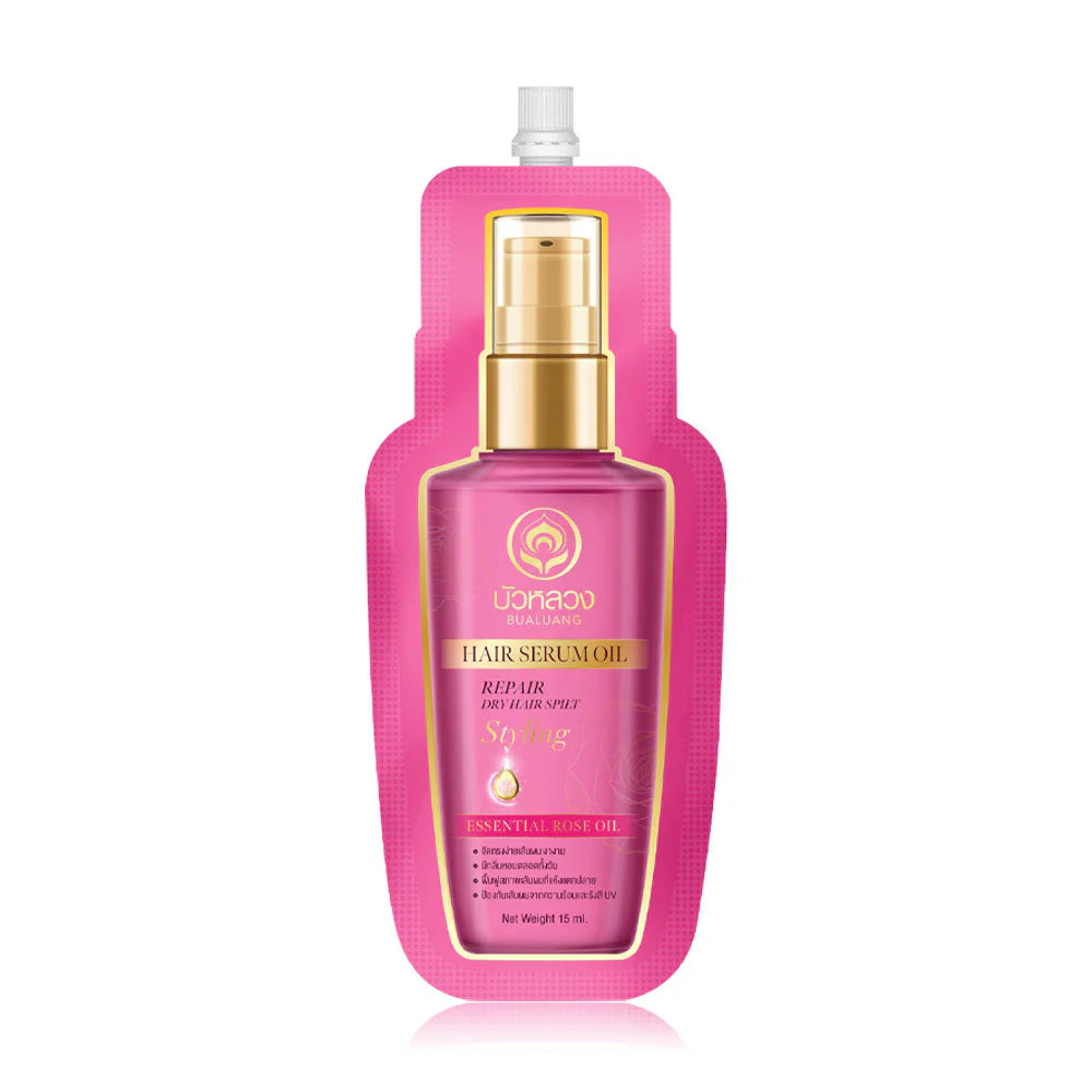 Bualuang Hair Serum Oil Repair Dry Hair & Spilt Ends Essential Rose Oil 15ml