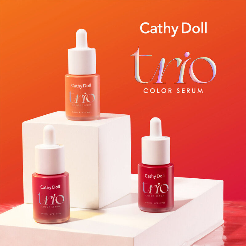 Cathy Doll Trio Color Serum - 15ml Peony Pink for Eyes, Cheeks, Lips - Beauty Buddy