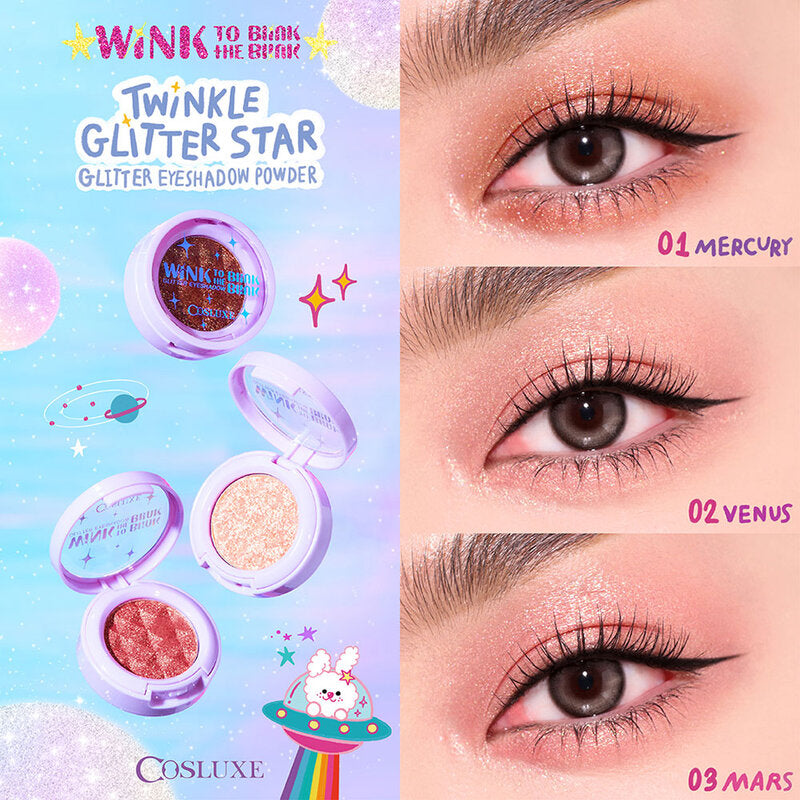 Cosluxe Twinkle Glitter Star Glitter Eyeshadow Powder 2g #01 Mercury