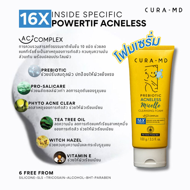Cura-MD Prebiotic Acneless Micelle Cleansing 100g
