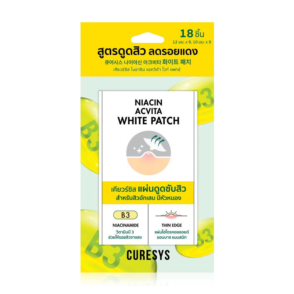 CURESYS Niacin Acvita White Patch 18 Dots Hydrocolloid Acne Absorbing Pads