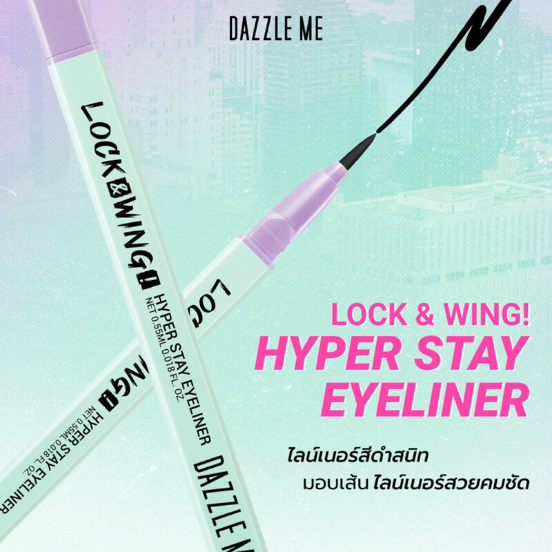 Dazzle Me Lock & Wing Hyper Stay Eyeliner 0.55ml Dark Black