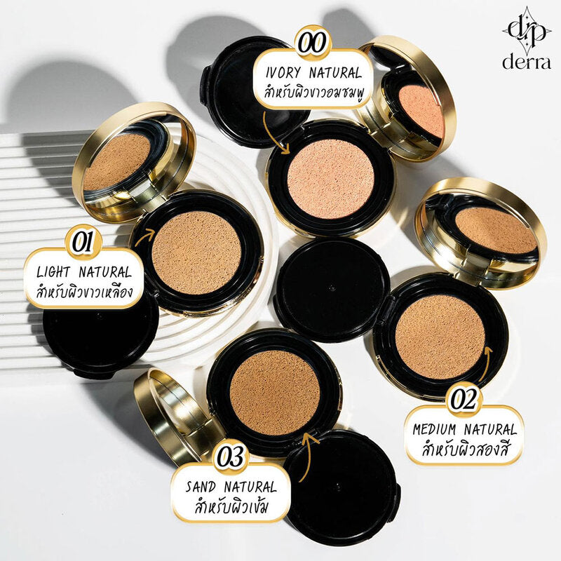 Derra Glowy And Coverskin Cushion SPF 25 PA+++ 10g #03 Sand Natural