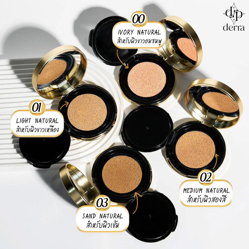Derra Glowy And Coverskin Cushion SPF25 PA+++ 10g #00Ivory
