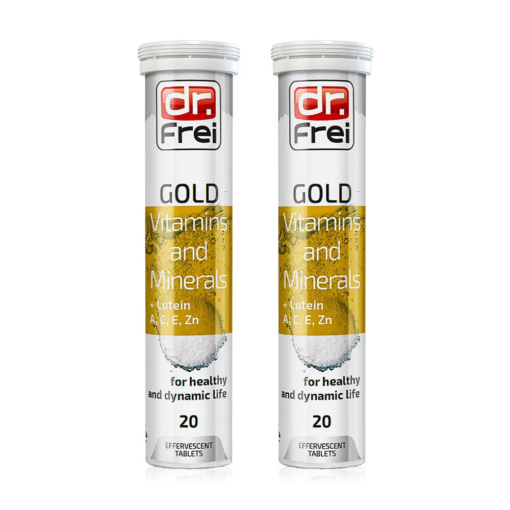 Dr.Frei Gold Vitamin And Minerals + Lutein Dietary supplement effervescent tablets 20 Tablets x 2pcs