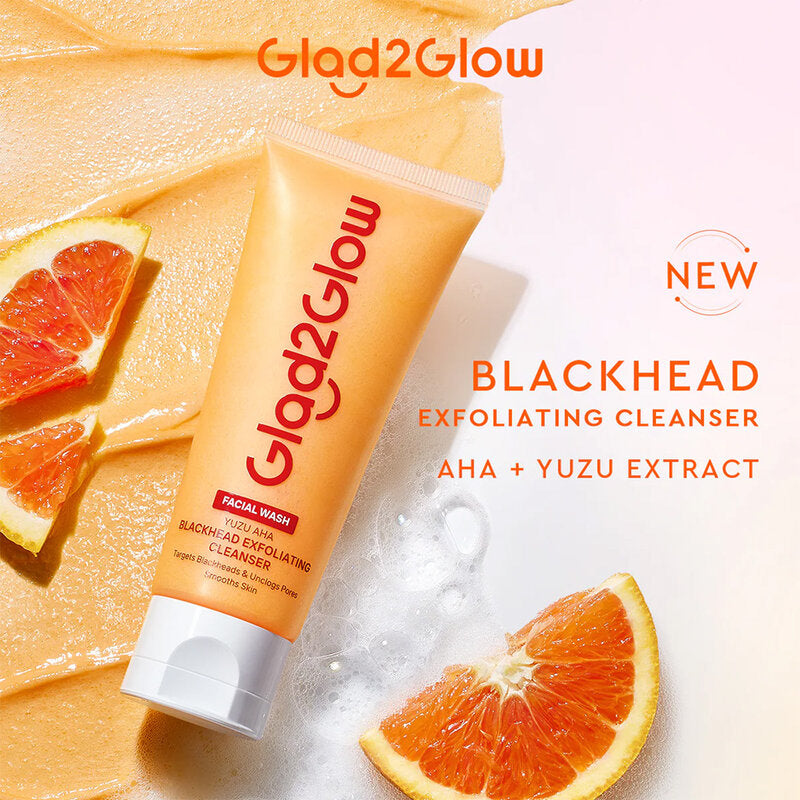 Glad2Glow Exfoliating Cleanser - Yuzu AHA for Blackhead Removal - Beauty Buddy