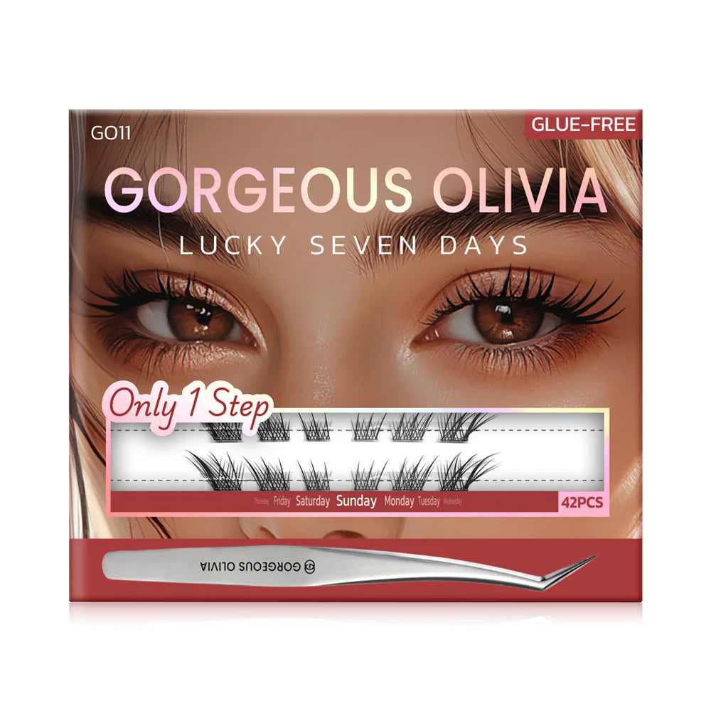 Gorgeous Olivia Lucky 7 Days 42pcs #Sunday + Tweezers 1pc Self-adhesive false eyelashes