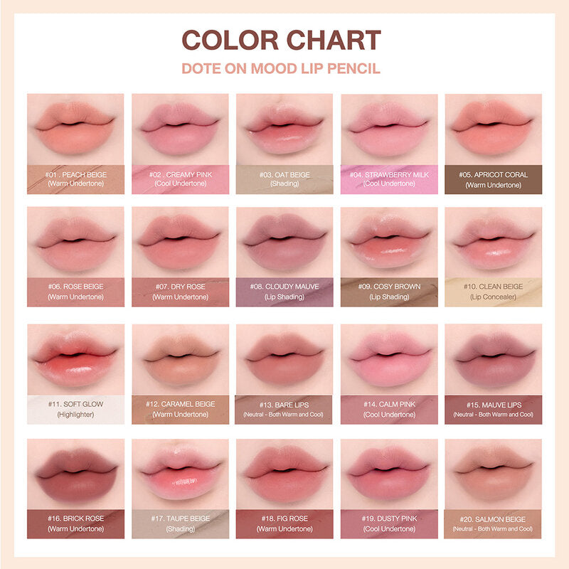 Heart Percent Dote On Mood Lip Pencil 0.8g #12 Caramel Beige
