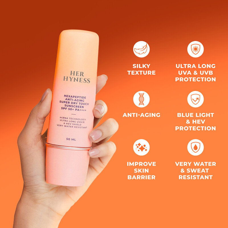 HER HYNESS Sunscreen - Hexapeptide SPF50+ PA++++ for Anti-Aging - Beauty Buddy