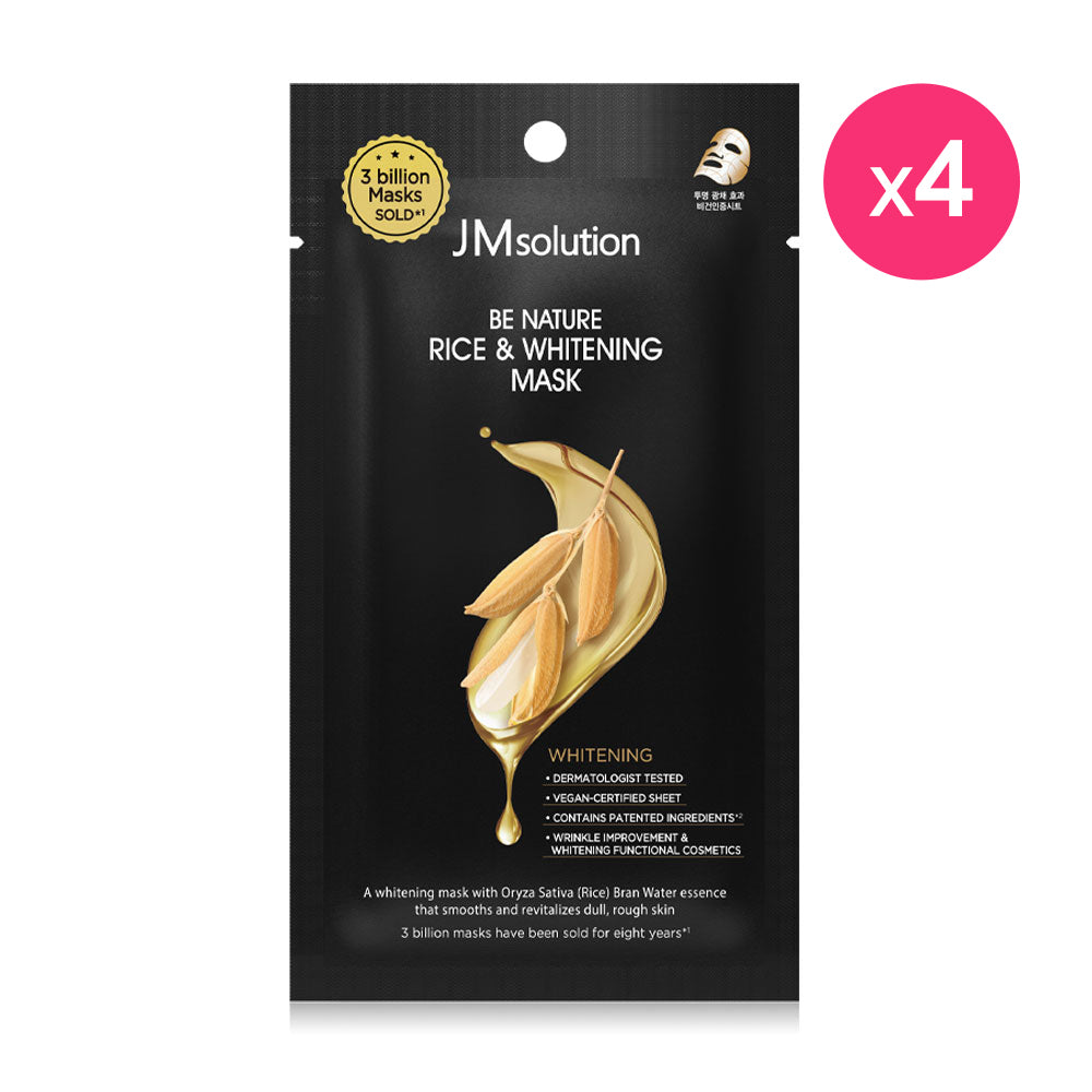 JM Solution Be Nature Rice & Whitening Mask 24ml x 4pcs