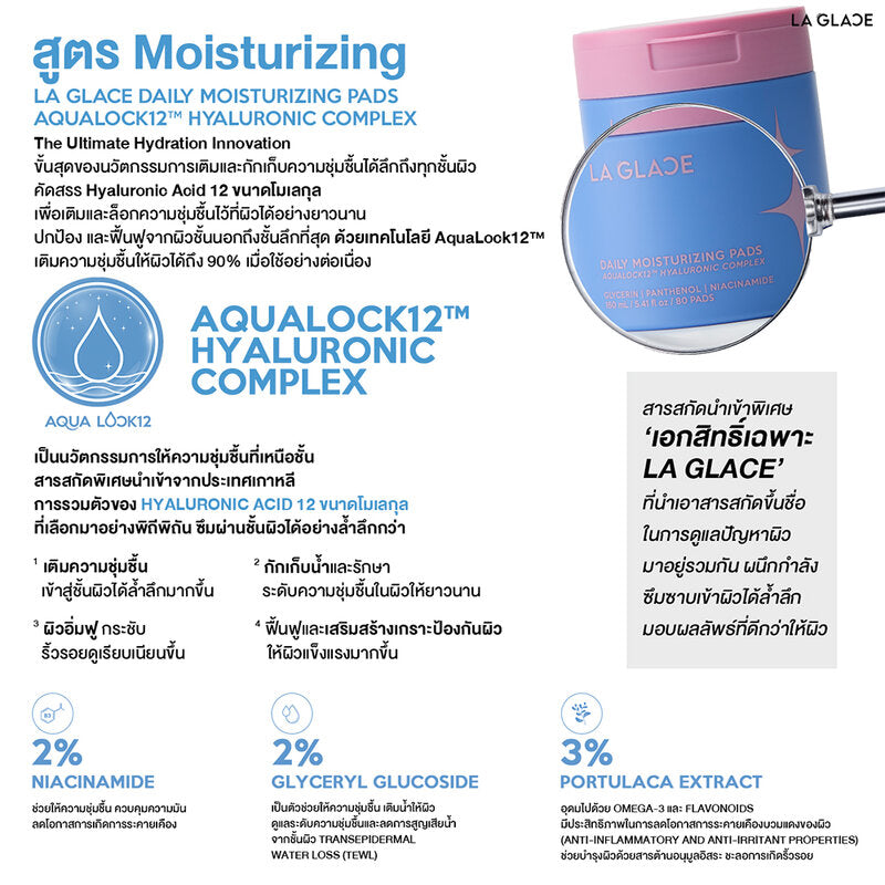 LA GLACE Daily Moisturizing Pads Aqualock12 160ml [80 Pads]