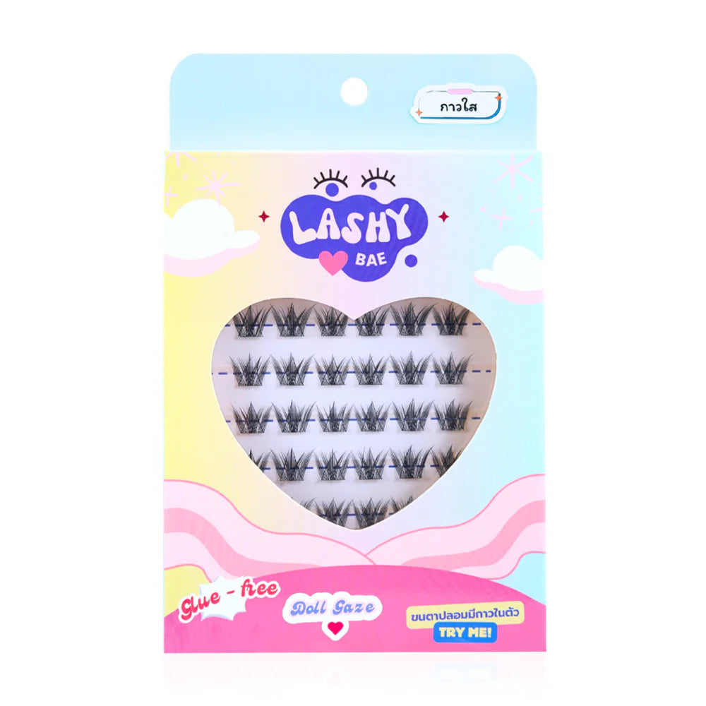 LashybaeLUV Self-Adhesive Eyelashes Doll Gaze 48pcs #Clear Glue With Band