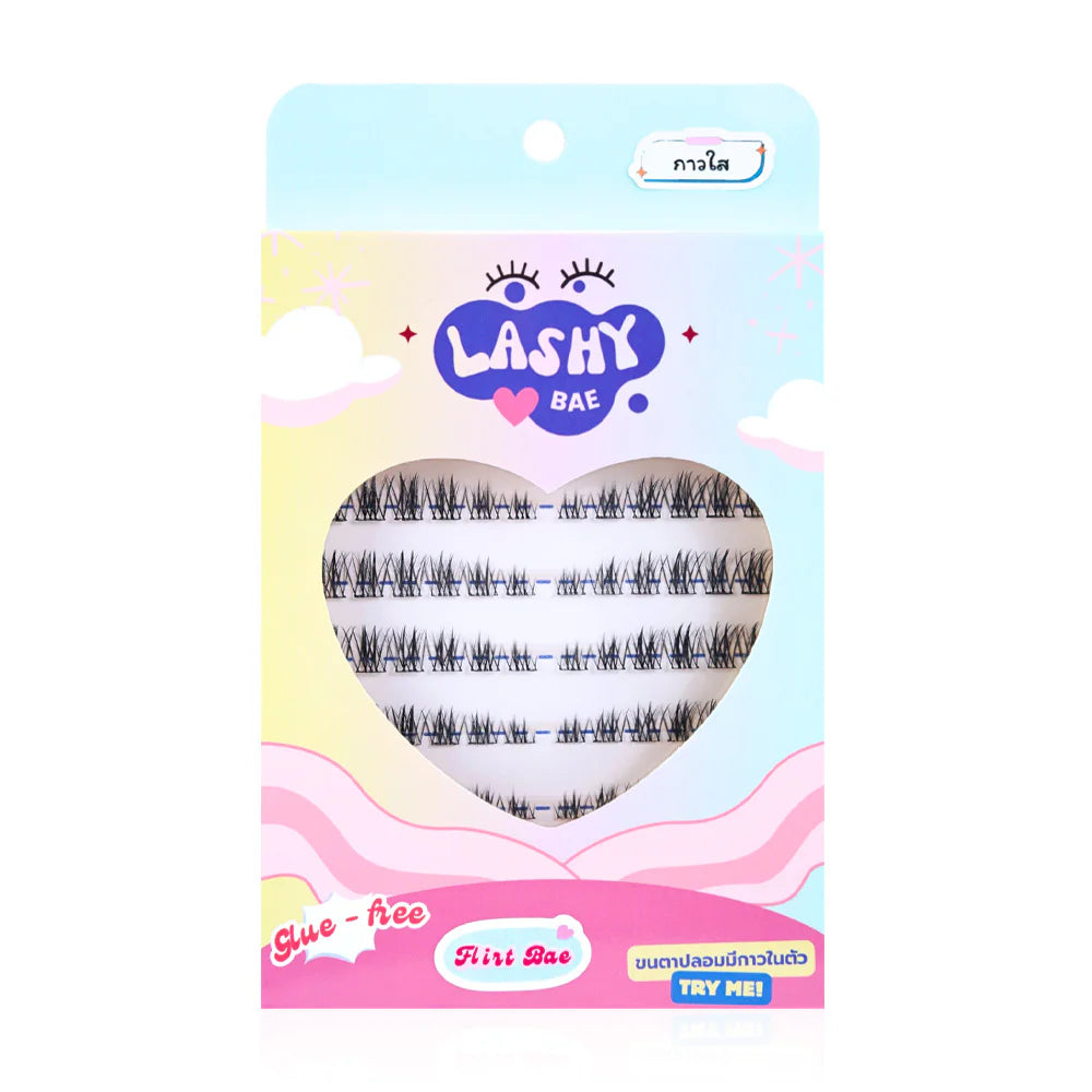 LashybaeLUV Self-Adhesive Eyelashes Flirt Bae 96pcs #Clear Glue With Band